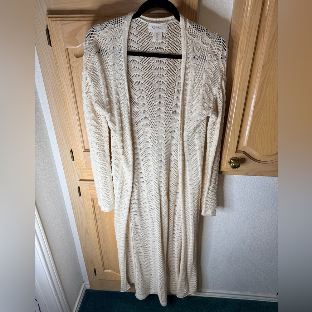 Jessica Simpson Cream Open-Knit Duster Cardigan